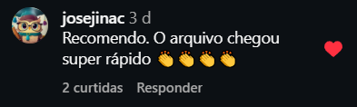 Comentário de josejinac dizendo que o arquivo chegou rápido